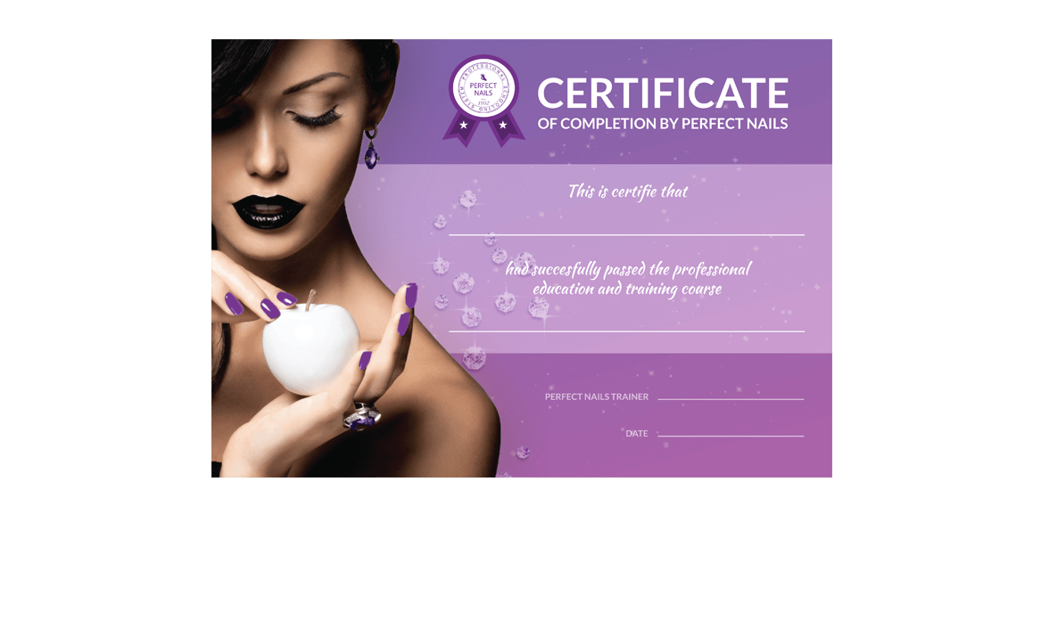 Perfect Nails Hrvatska Certificate design