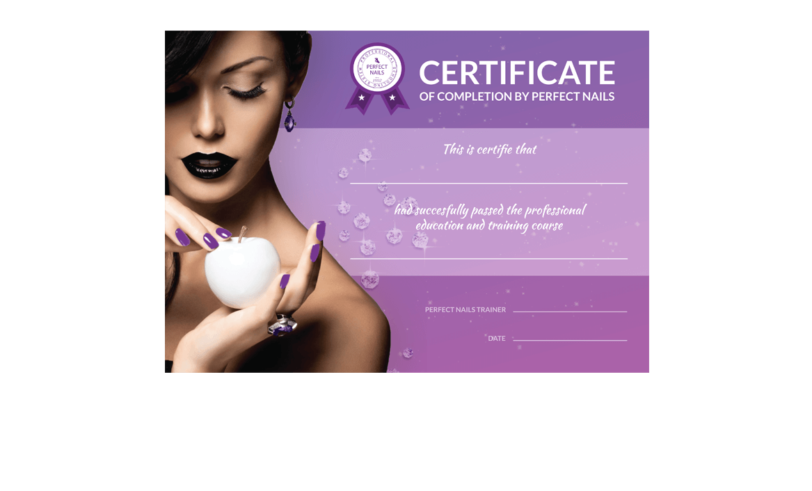 Perfect Nails Hrvatska Certificate design Perfect Nails Hrvatska Certificate design